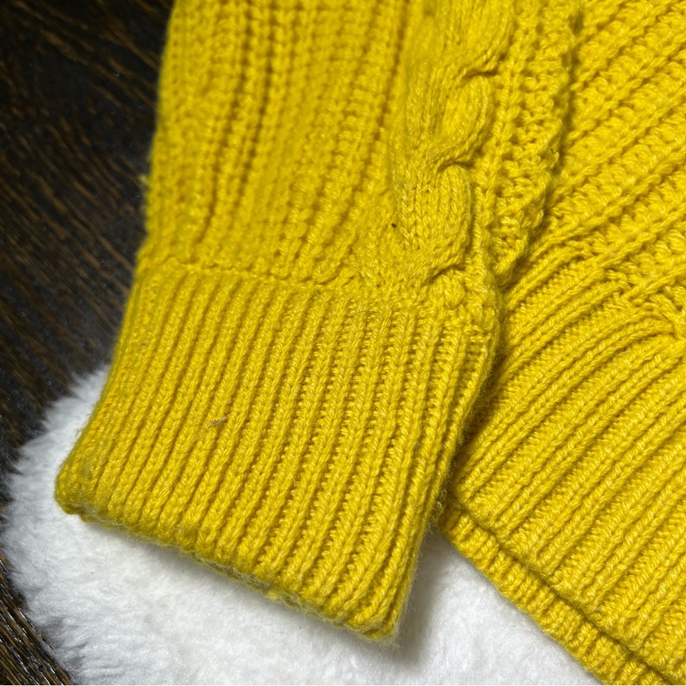 J. Crew Mustard Yellow Pom-Pom Cable Knit Sweater - Picture 4 of 14